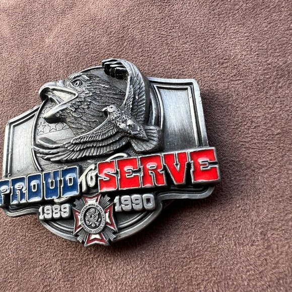 Vintage‎ Belt Buckle VFW 1989-1990 Proud To Serve Limited Edition Eagle Siskiyou - Picture 3 of 10